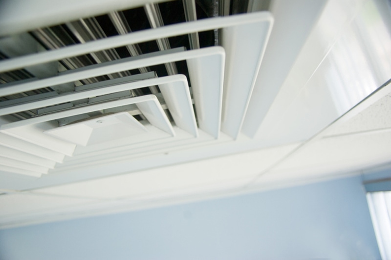 ventilation system; air condition vent in office ceiling close up