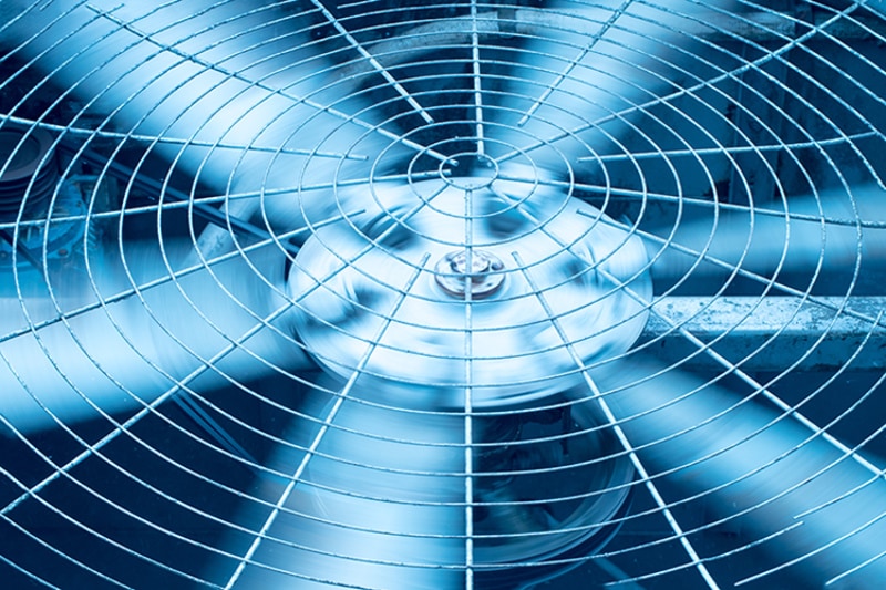 close-up of an HVAC fan.