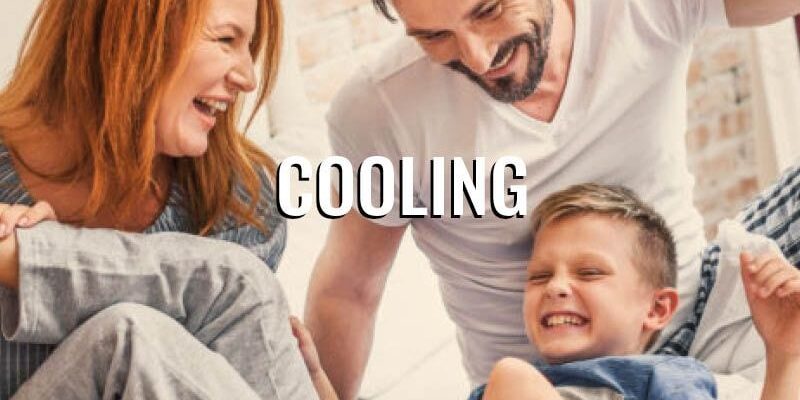 cooling happy family laughing together